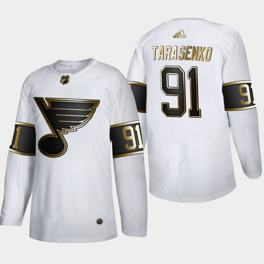 Men St. Louis Blues #91 Vladimir Tarasenko Adidas White Golden Edition Limited Stitched NHL Jersey